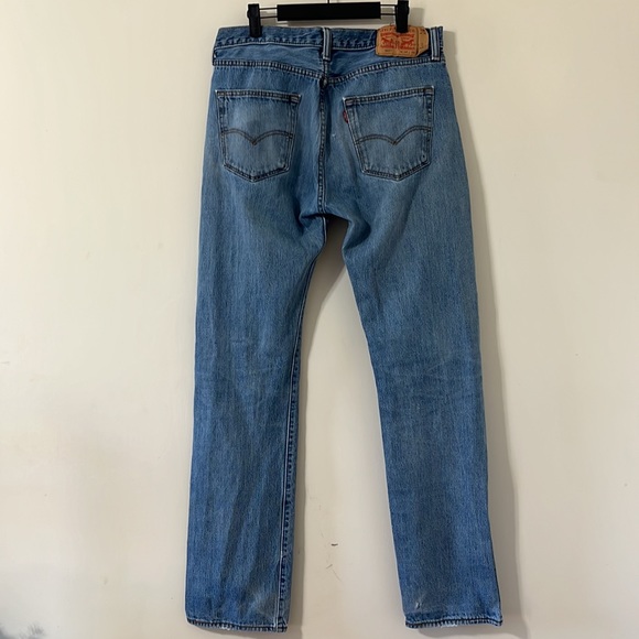 Levi’s Men’s 501 Light Wash Distressed Straight Leg Jeans Size 34 X 36 - Picture 6 of 13